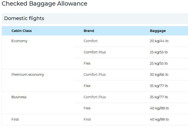 Air India Checked Baggage Allowance